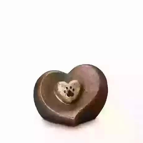 Bronze Paw Print on Heart Urn